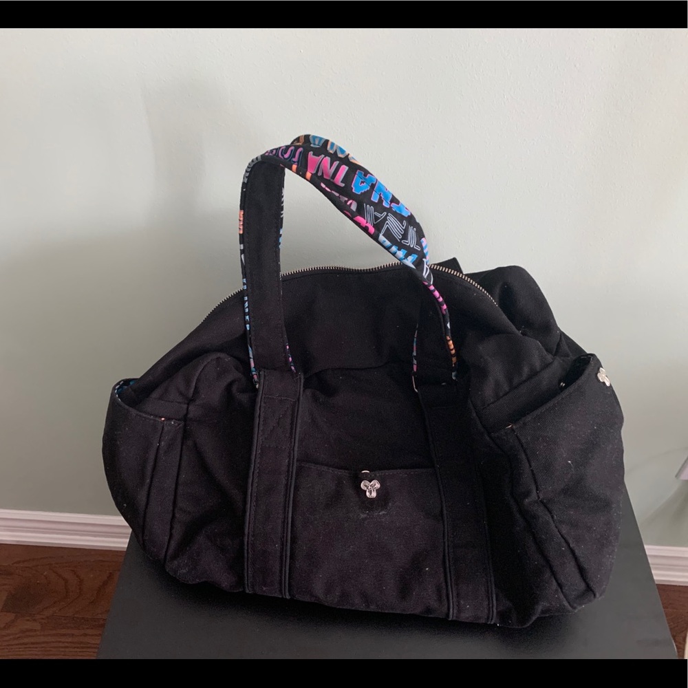 Retro TNA Black Bag with Multicolor Straps And Inner Lining